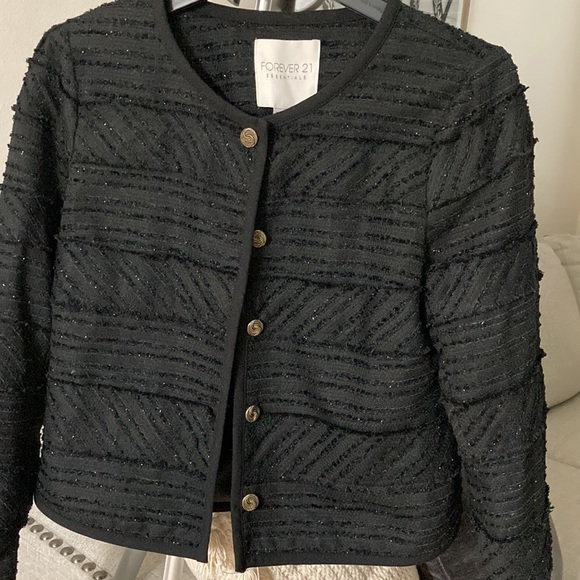 Forever 21 Essentials Black Tweed Blazer - Picture 4 of 7